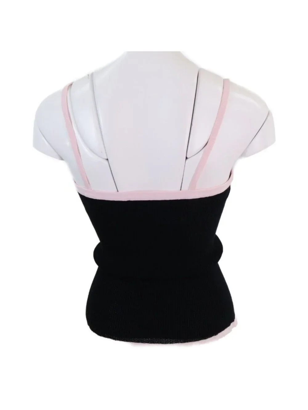 Chanel Rhinestone CC Logo & Lion Button Bow Cotton Rib Knit Nosleeve Camisole 38